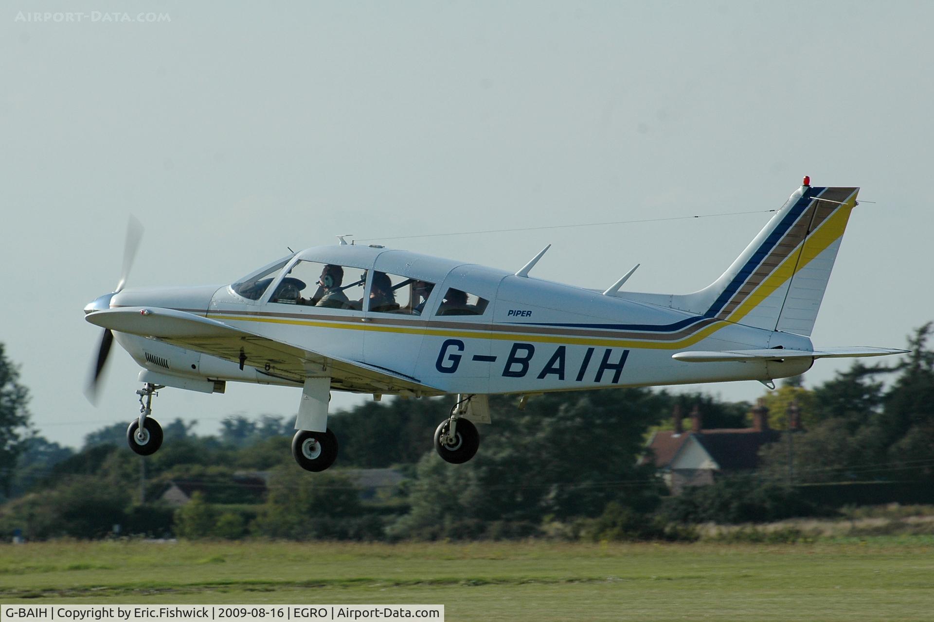 G-BAIH, 1972 Piper PA-28R-200-2 Cherokee Arrow II C/N 28R-7335011, G-BAIH departing Heart Air Display, Rougham Airfield Aug 09