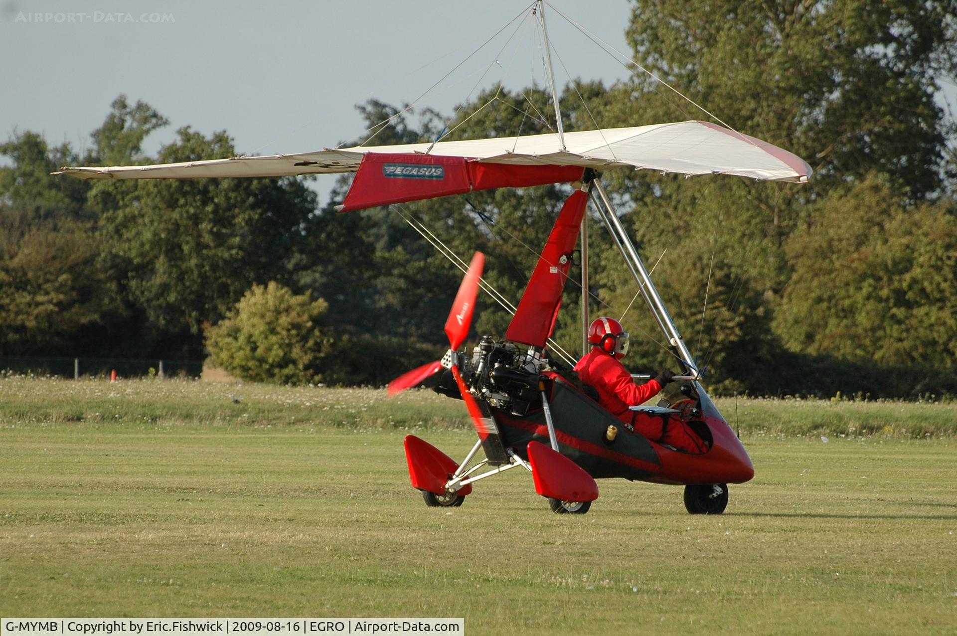 G-MYMB, 1993 Solar Wings Pegasus Quantum 15 C/N 6674, G-MYMB departing Heart Air Display, Rougham Airfield Aug 09