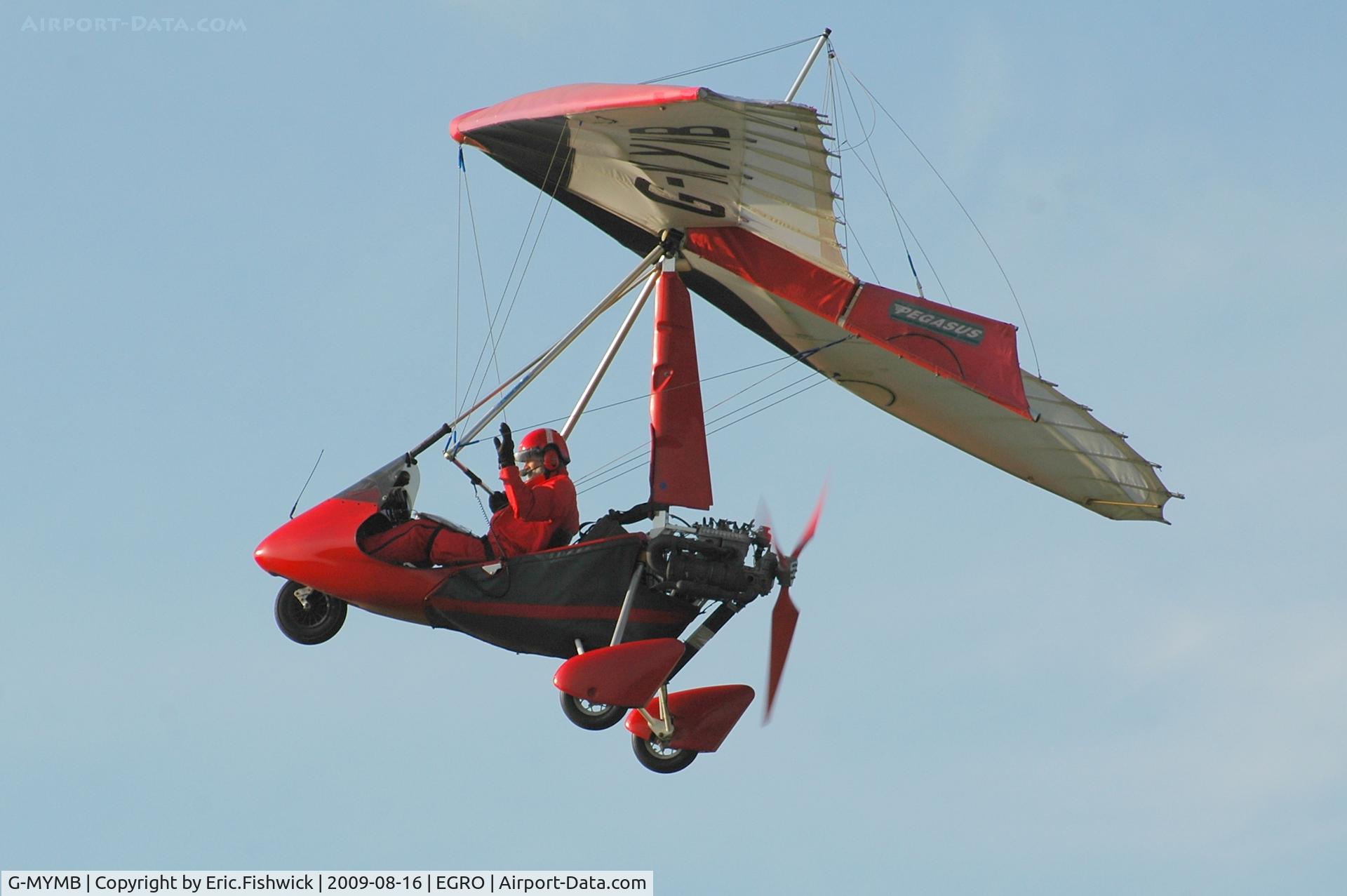 G-MYMB, 1993 Solar Wings Pegasus Quantum 15 C/N 6674, G-MYMB departing Heart Air Display, Rougham Airfield Aug 09