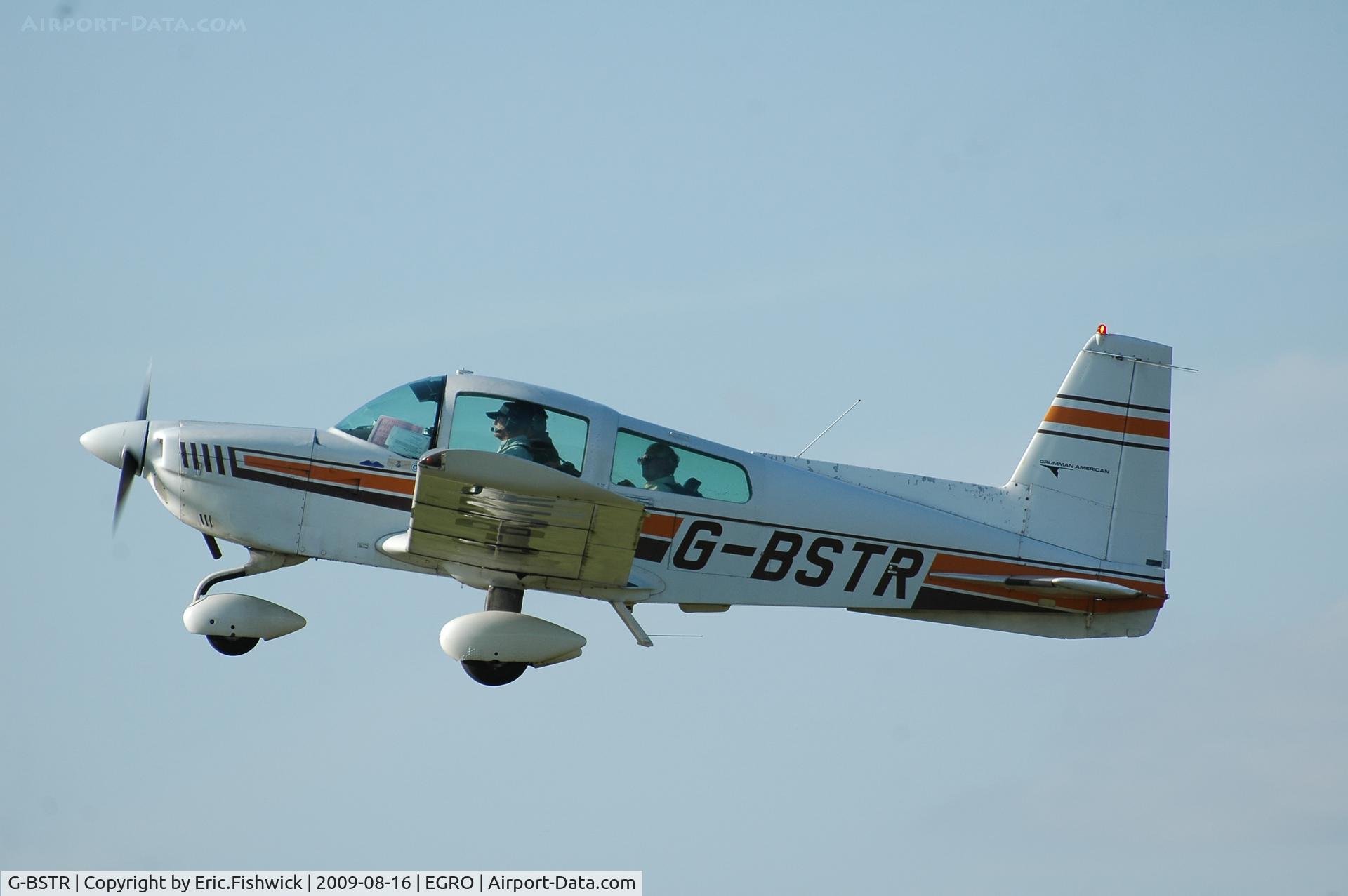 G-BSTR, 1974 Grumman American AA-5 Traveler C/N AA5-0688, G-BSTR departing Heart Air Display, Rougham Airfield Aug 09