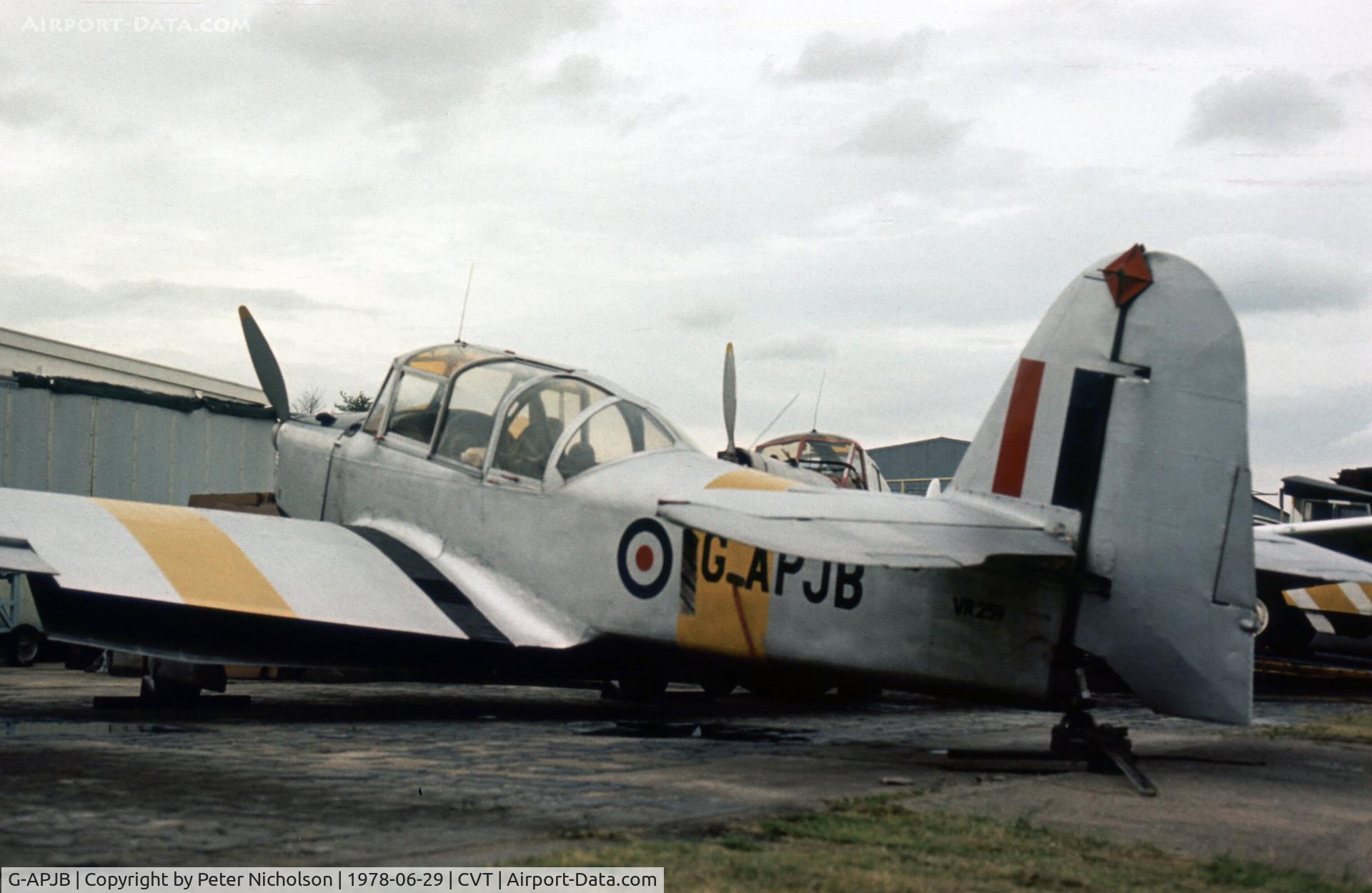 G-APJB, 1948 Percival P-40 Prentice T1 C/N PAC-086, Still under City Airways ownership in the Summer of 1978, this Prentice has now been retored to military markings as VR 259.