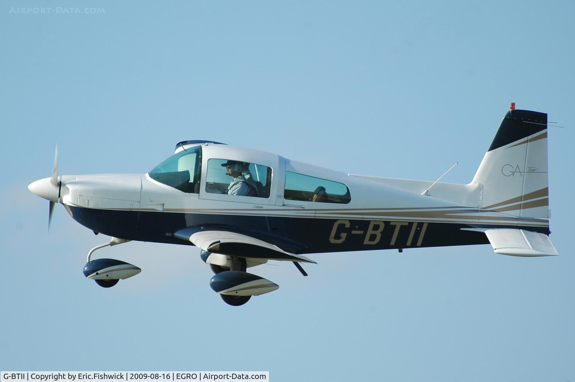 G-BTII, 1979 Gulfstream American AA-5B Tiger C/N AA5B-1256, G-BTII Tiger departing Heart Air Display, Rougham Airfield Aug 09