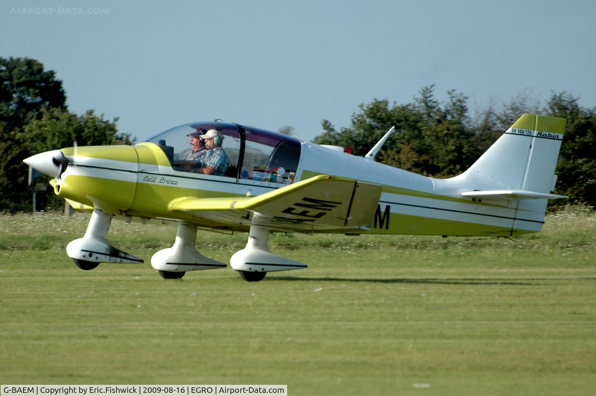 G-BAEM, 1972 Robin DR-400-120 Petit Prince C/N 728, G-BAEM departing Heart Air Display, Rougham Airfield Aug 09