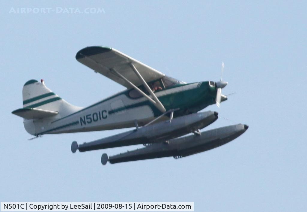 N501C, 1947 Stinson 108-3 Voyager C/N 108-3501, Overflying Forest Lake, MN