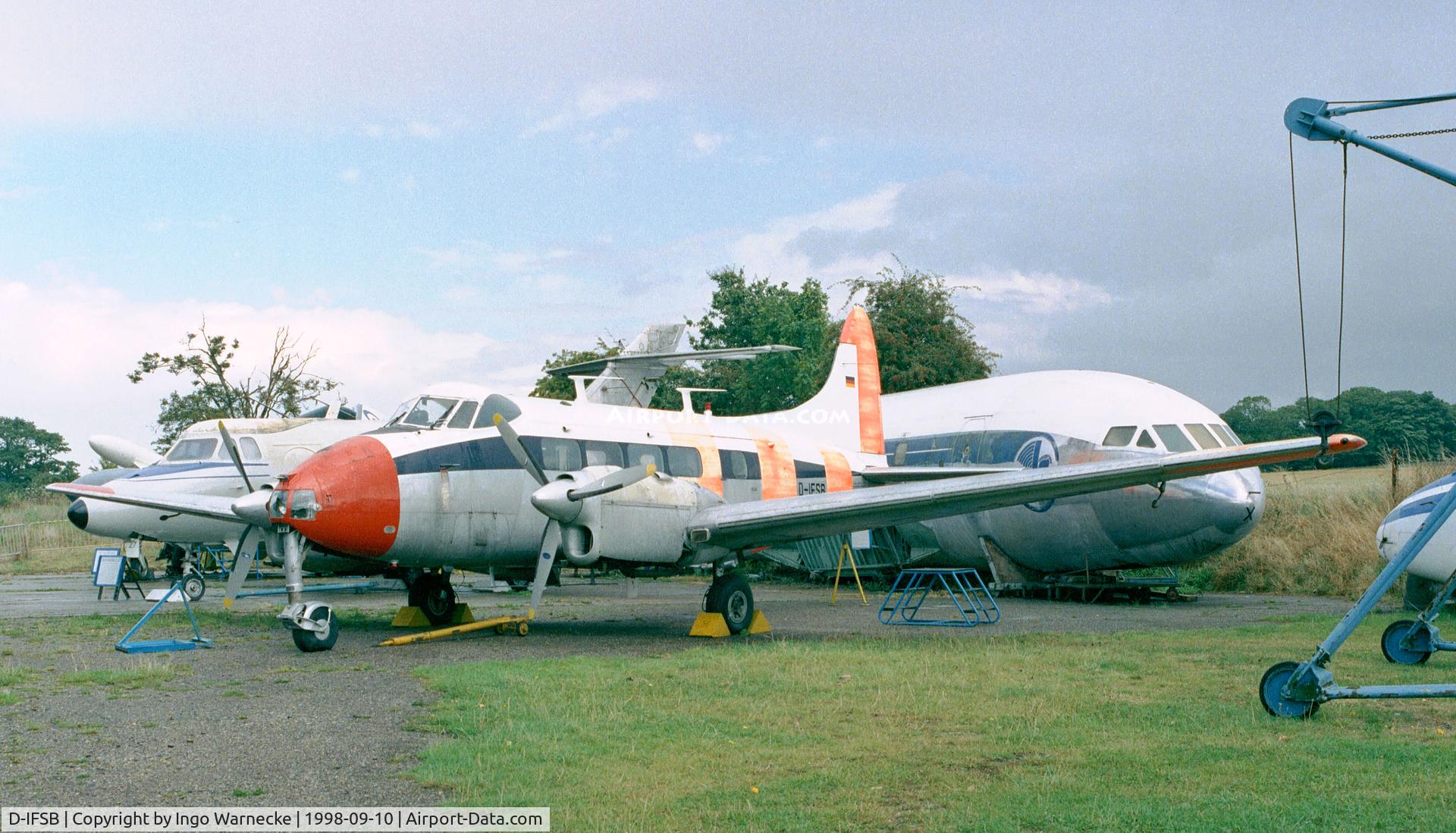 D-IFSB, De Havilland DH-104 Dove 2B C/N 04379, De Havillland D.H.104 Dove 6 of the BFS at the De Havilland Heritage Museum, London-Colney