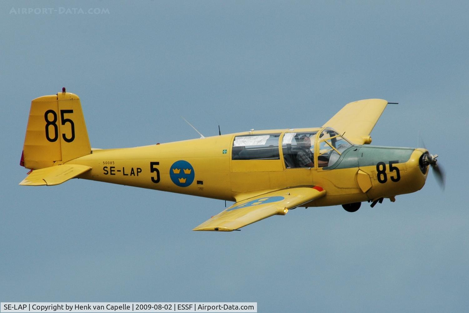 SE-LAP, 1960 Saab 91C Safir C/N 91-400, Saab Safir flying over Hultsfred-Vimmerby airport, Sweden.