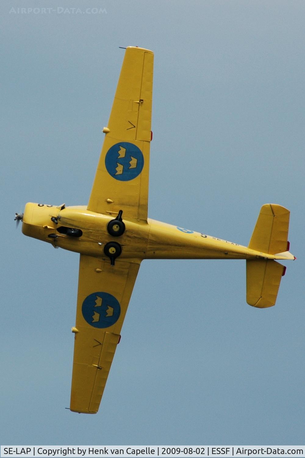 SE-LAP, 1960 Saab 91C Safir C/N 91-400, Saab Safir flying over Hultsfred-Vimmerby airport, Sweden.