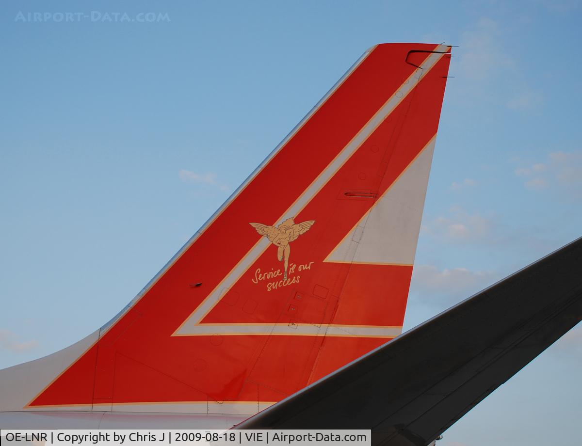 OE-LNR, 2005 Boeing 737-8Z9 C/N 33833, OE-LNR tail in the evening light after completing flight OS9124 from AOK-VIE