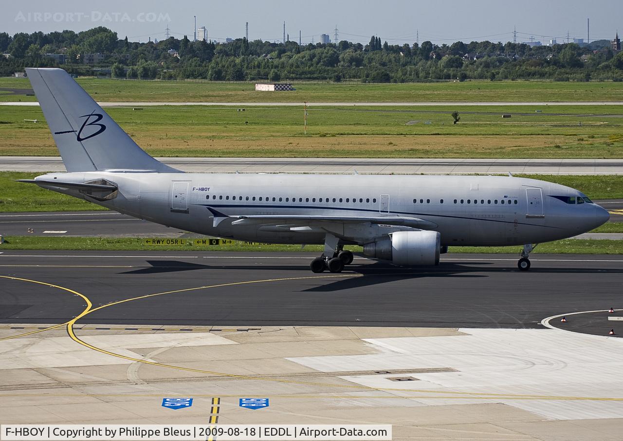 F-HBOY, 1992 Airbus A310-325/ET C/N 650, Passing in front the B terminal, taxiing to the LTU base.