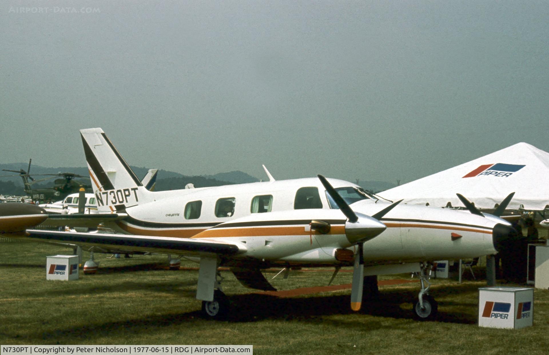 N730PT, 1977 Piper PA-31T C/N 31T-7720008, Piper displayed this Cheyenne at the 1977 Reading Airshow.