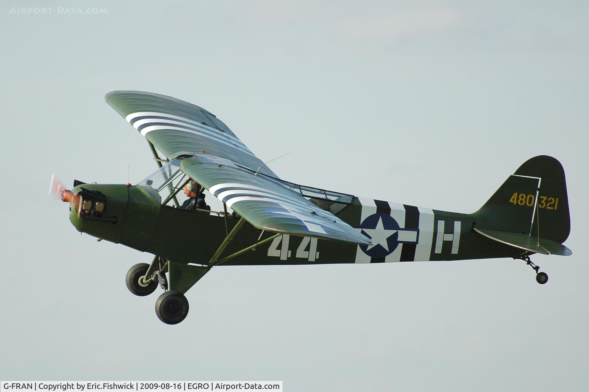 G-FRAN, 1944 Piper L-4J Grasshopper (J3C-65D) C/N 12617, 480321 at Heart Air Display, Rougham Airfield Aug 09