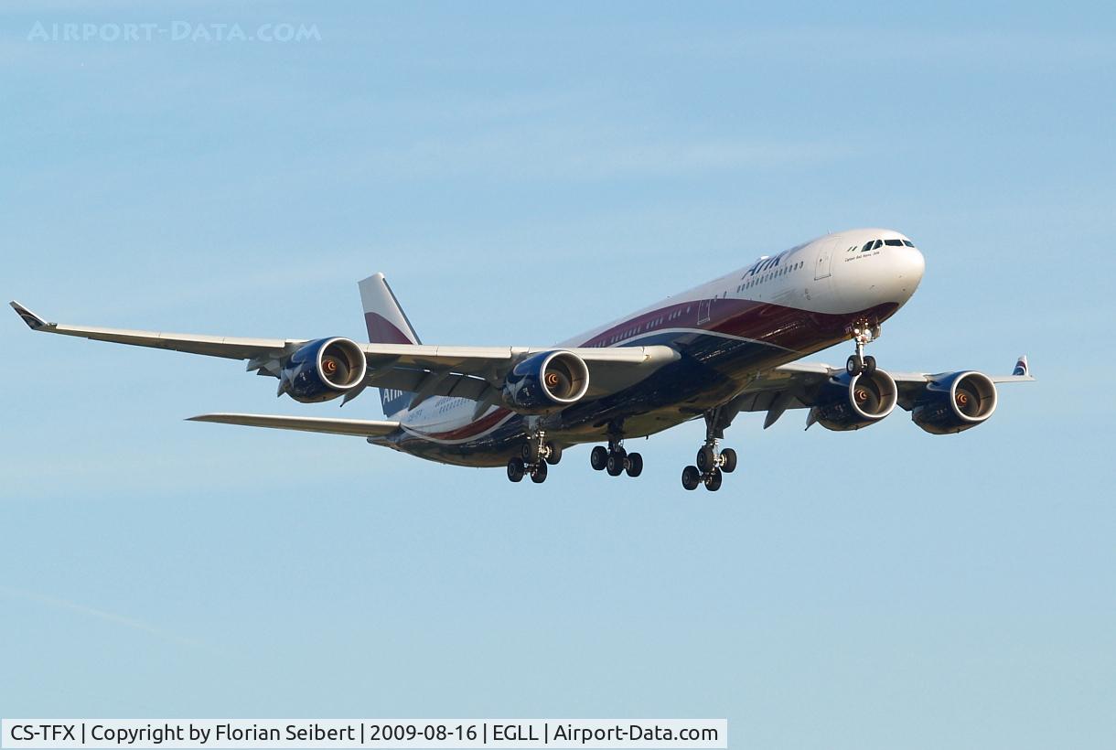 CS-TFX, 2008 Airbus A340-541 C/N 912, Short final rwy 27R