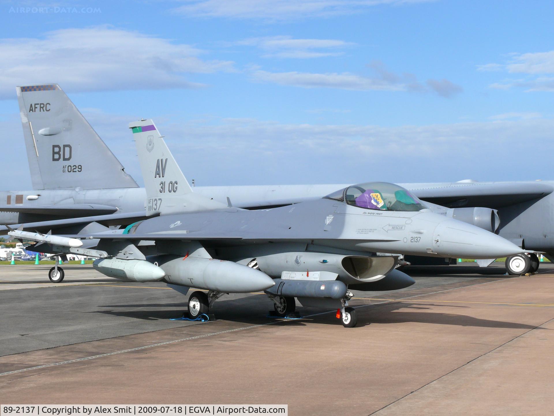 89-2137, 1989 General Dynamics F-16CG Night Falcon C/N 1C-290, General Dynamics F-16CG Fighting Falcon 89-2137/AV/31OG US Air Force