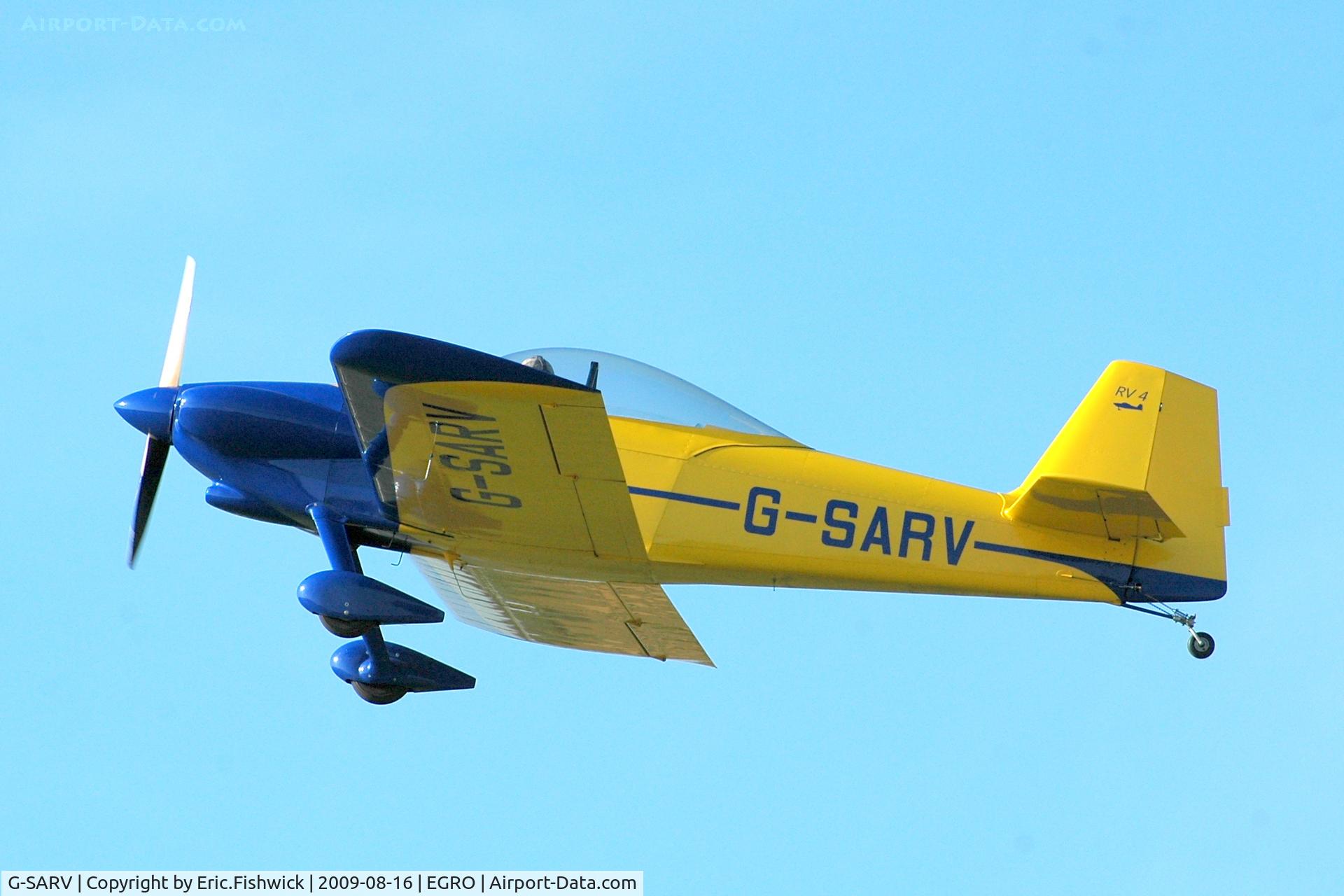 G-SARV, 2002 Vans RV-4 C/N PFA 181-12606, G-SARV departing Heart Air Display, Rougham Airfield Aug 09