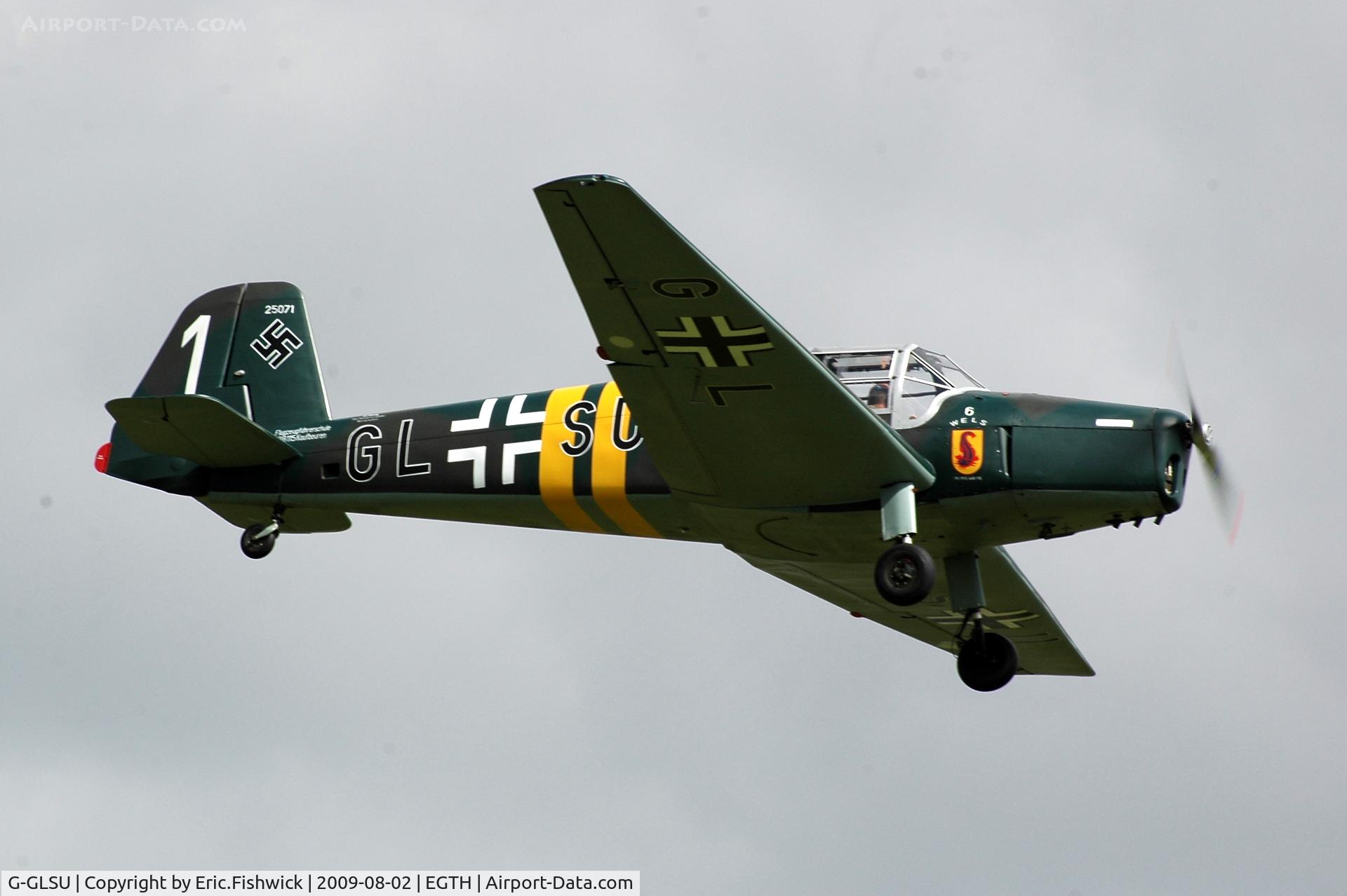 G-GLSU, 1945 Bucker Bu-181B-1 Bestmann C/N 25071, 44. G-GLSU at Shuttleworth Military Pagent Air Display Aug 09