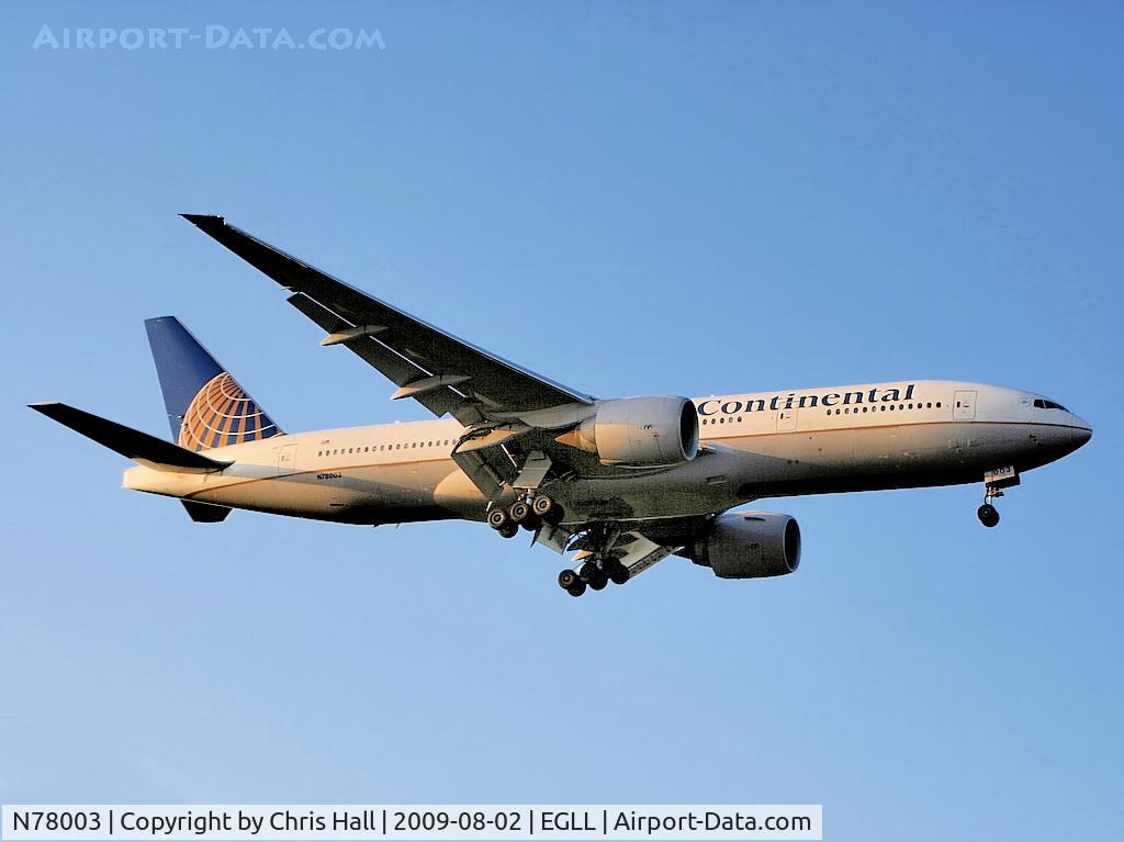 N78003, 1998 Boeing 777-224 C/N 27579, Continental