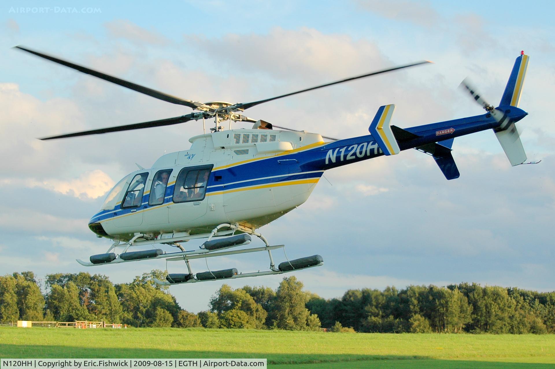 N120HH, 2005 Bell 407 C/N 53661, 41. N120HH departing Shuttleworth Evening Air Display Aug 09