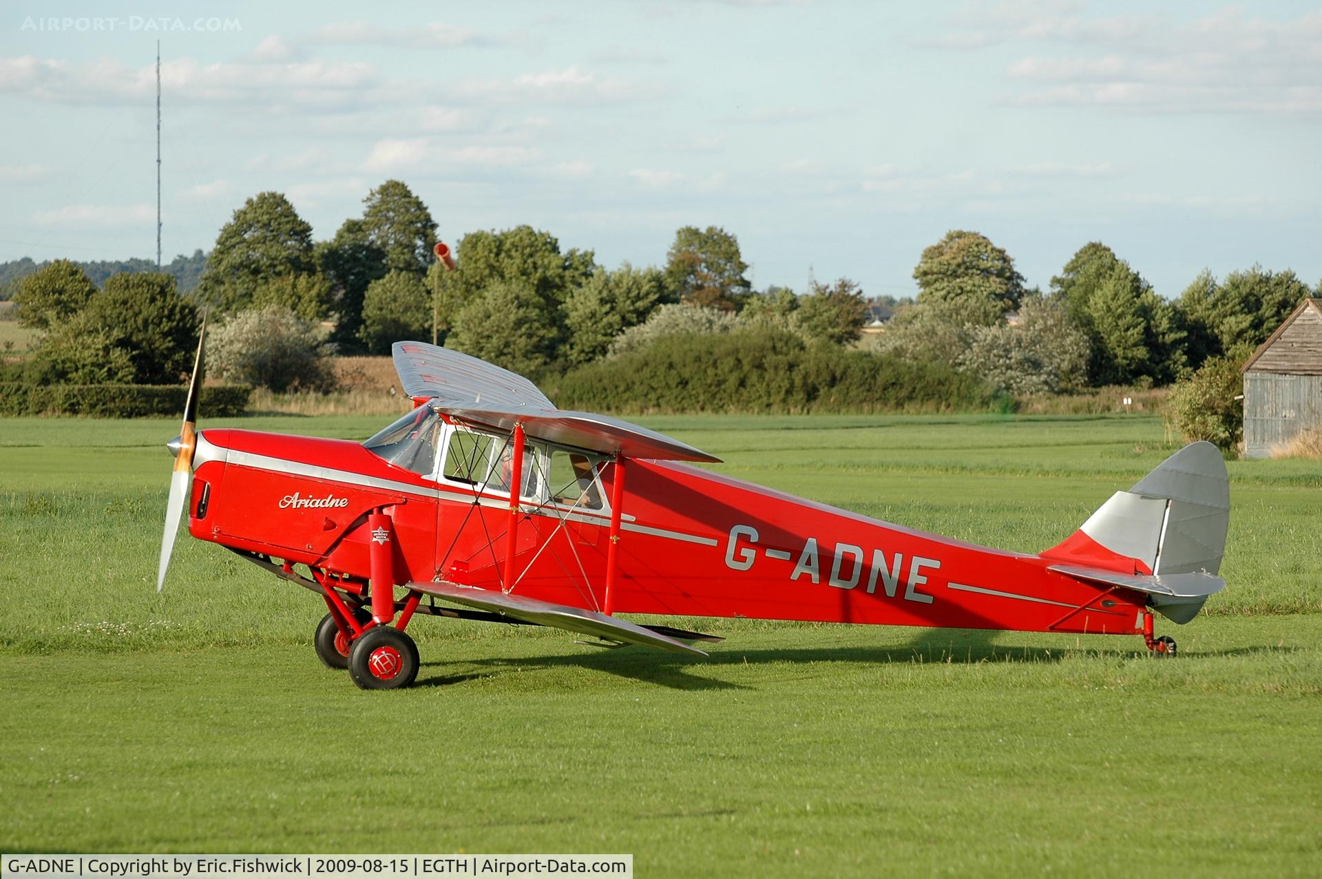 G-ADNE, 1936 De Havilland DH.87B Hornet Moth C/N 8089, 1. G-ADNE departing Shuttleworth Evening Air Display Aug 09