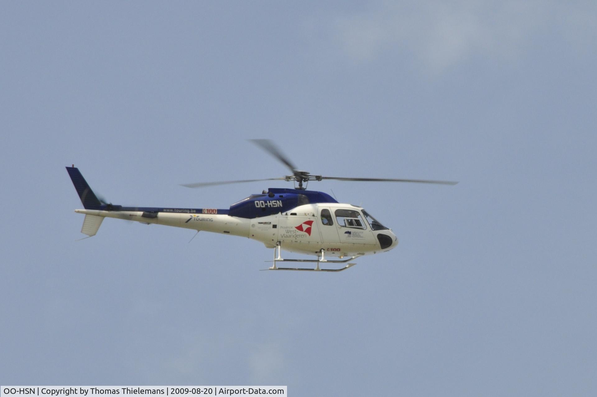 OO-HSN, 1989 Aerospatiale AS-355F-2 Ecureuil 2 C/N 5424, above Knokke beach