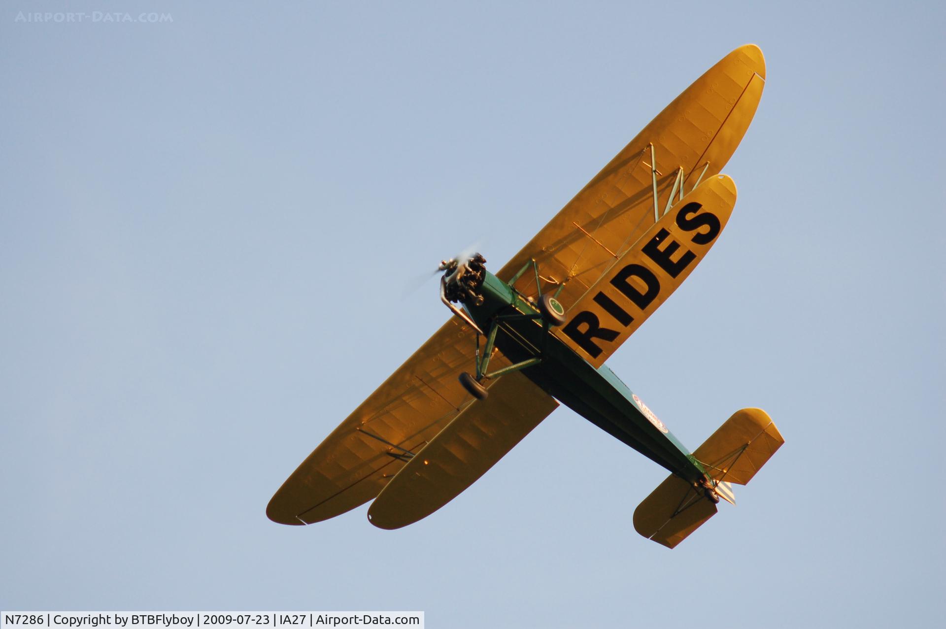 N7286, 1941 New Standard D-25A C/N 167W, Hauling rides from Antique Airfield near Blakesburg, IA during RAGBRAI