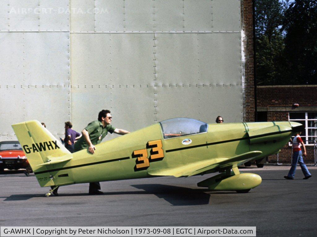 G-AWHX, 1971 Rollason Beta B2 C/N RAE/04, This Rollason Beta took part in the King's Cup Air Race at the 1973 Cranfield Business & Light Aviation Show.