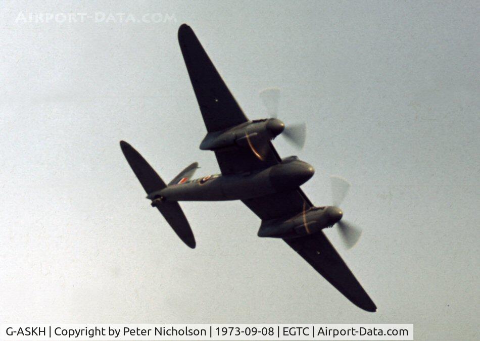 G-ASKH, 1965 De Havilland DH98 Mosquito T.3 C/N RR299, This Mosquito T.3 was displayed at the 1973 Cranfield Business & Light Aviation Show.