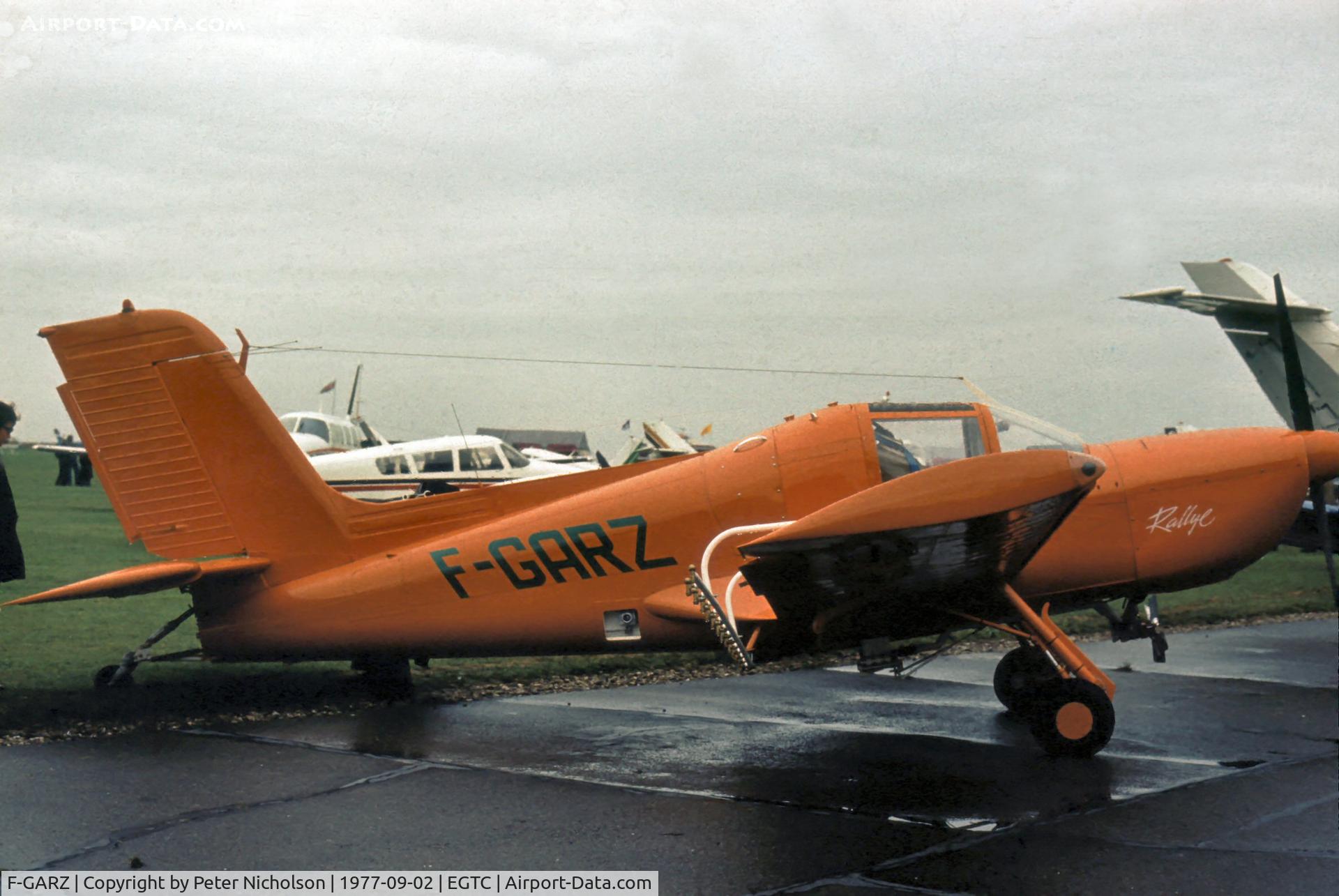 F-GARZ, Socata Rallye 235CA Gaucho C/N 12882, SOCATA Rallye 235CA Gaucho at the 1977 Cranfield Business & Light Aviation Show.