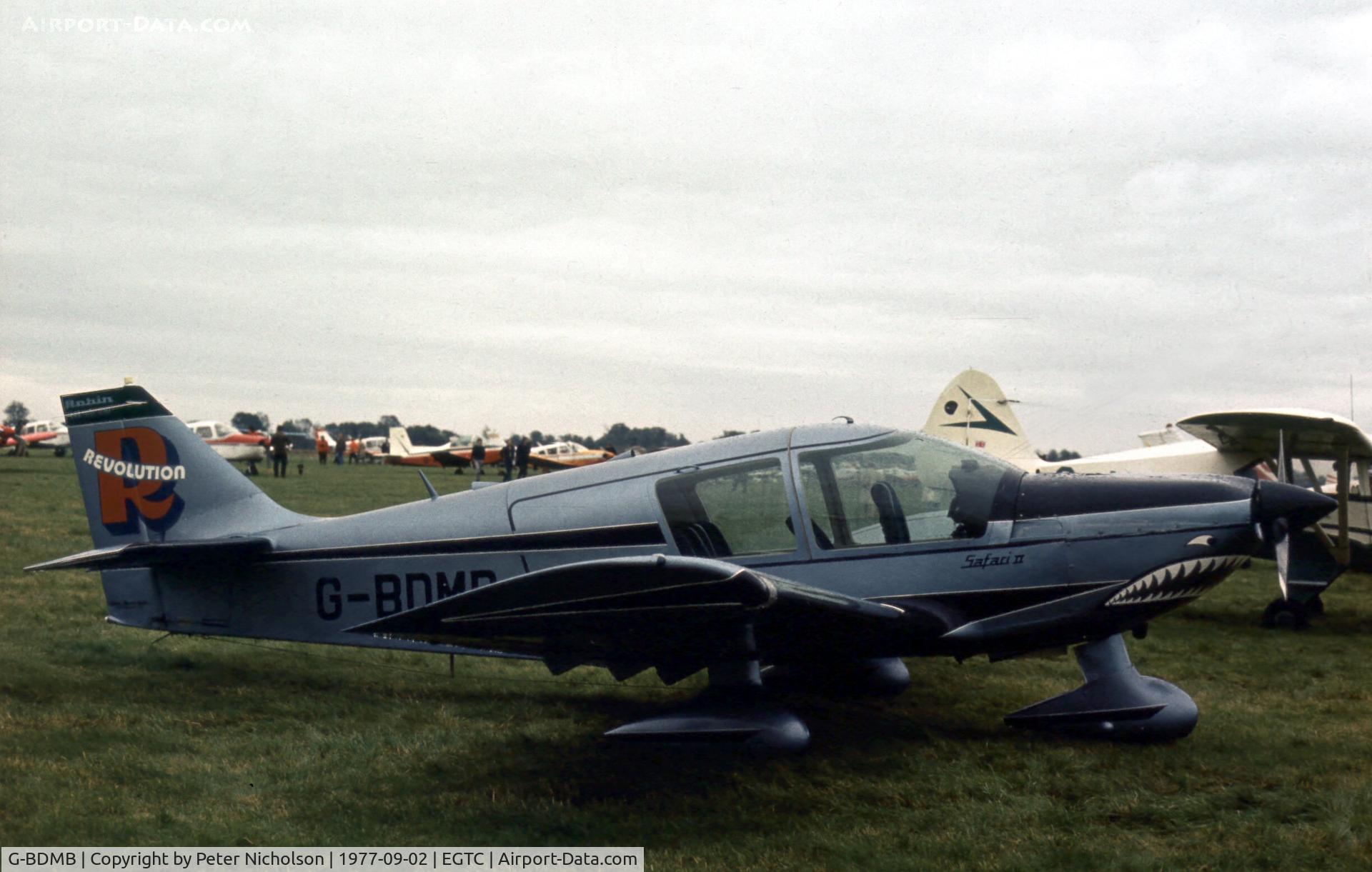 G-BDMB, 1976 Robin HR-100-210 Safari C/N 208, Robin HR.100/210 Safari II on display at the 1977 Cranfield Business & Light Aviation Show.