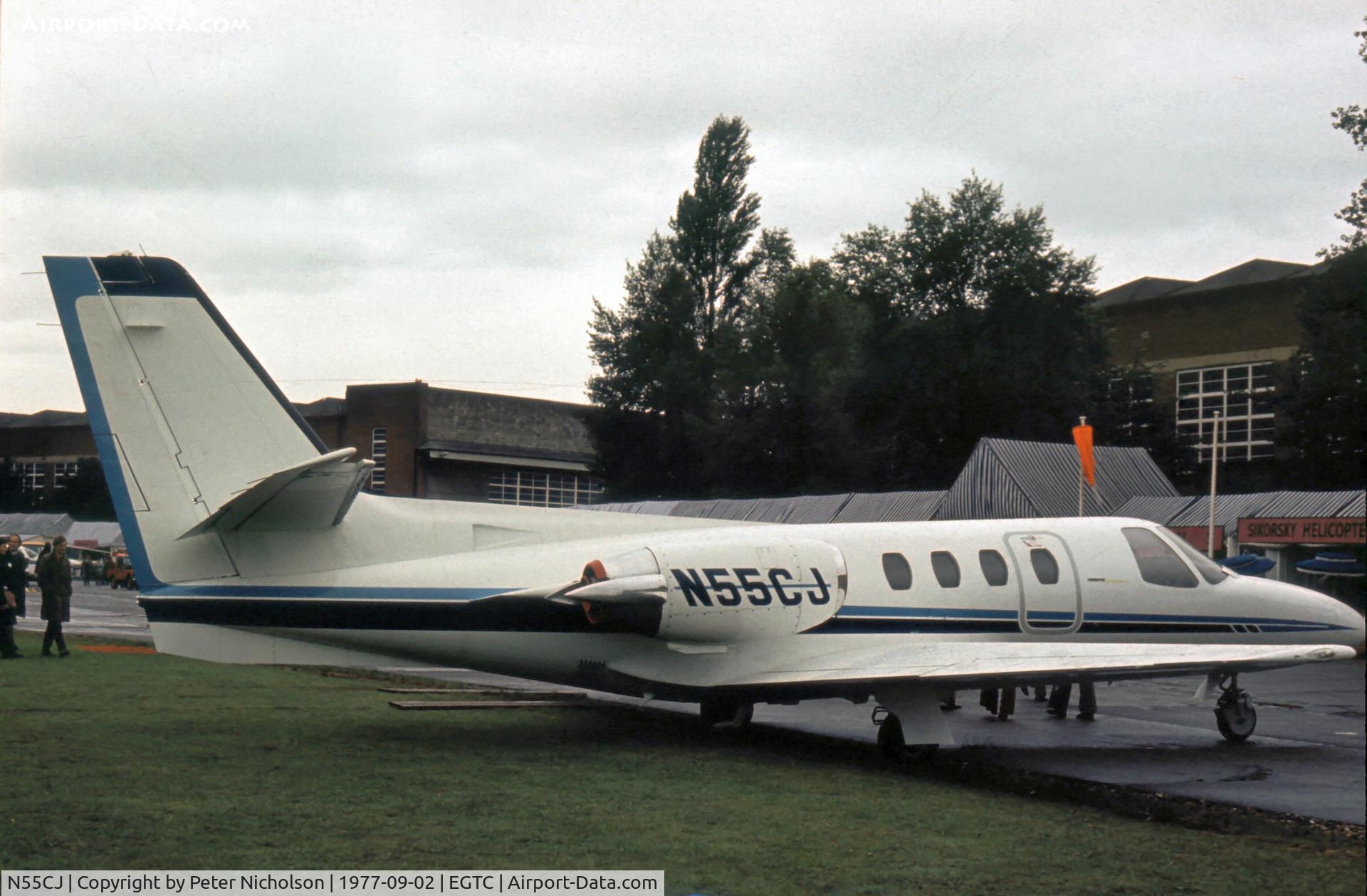 N55CJ, 1977 Cessna 501 C/N 501-0003, This Citation 1/SP was displayed at the 1977 Cranfield Business & Light Aviation Show.