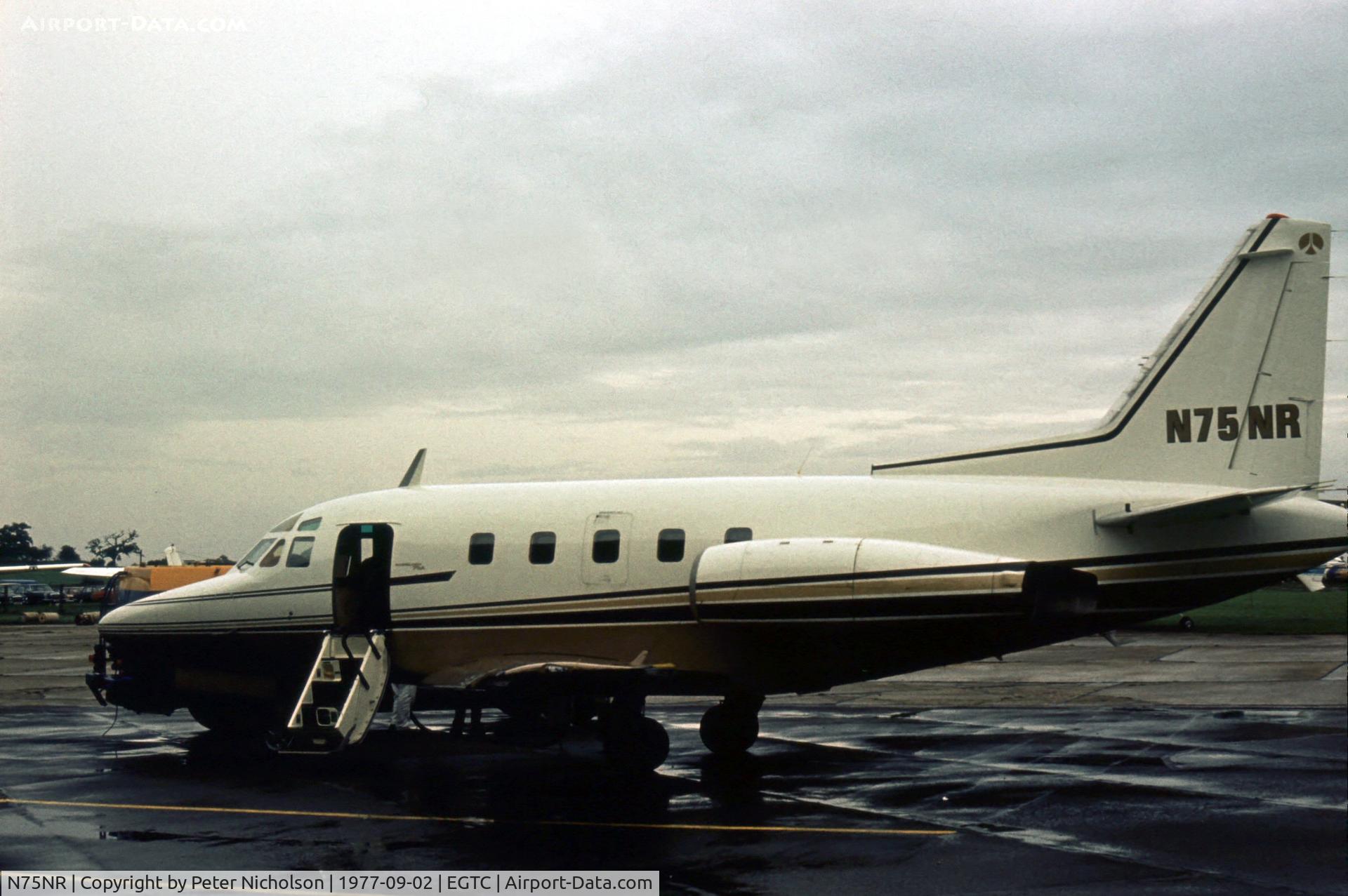 N75NR, 1977 Rockwell International Sabre 75A C/N 380-53, Rockwell displayed this Sabre 75A at the 1977 Cranfield Business & Light Aviation Show.