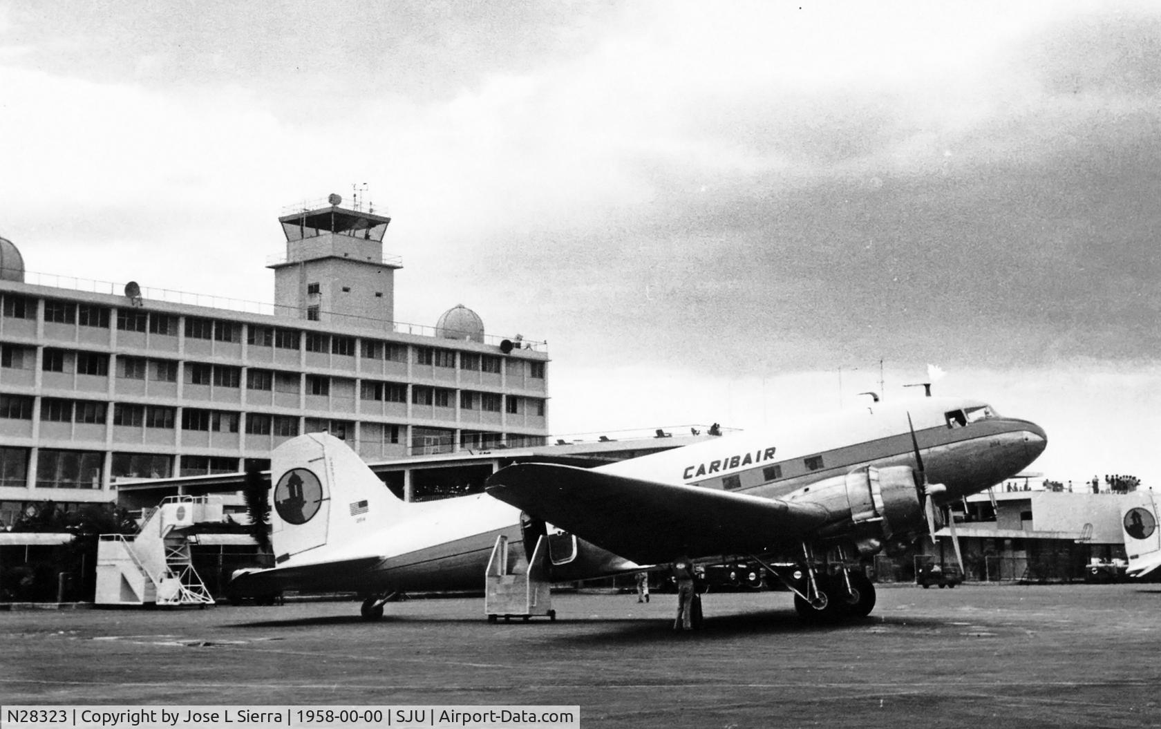 N28323, 1940 Douglas DC3A C/N 2253, Taken in 1958 during a preliminary flight to St. Marteen.
