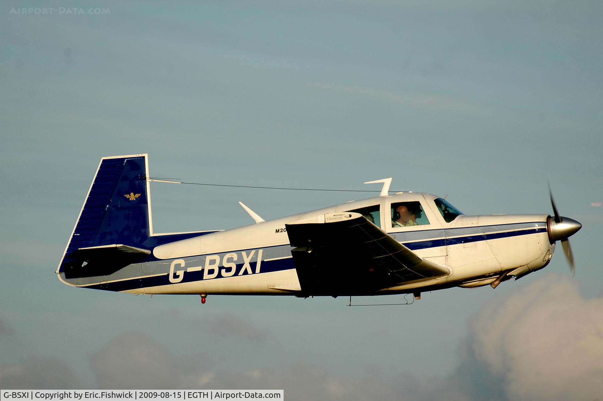 G-BSXI, 1970 Mooney M-20E Chapparal C/N 700056, 4. G-BSXI departing Shuttleworth Collection Evening Air Display Aug 09