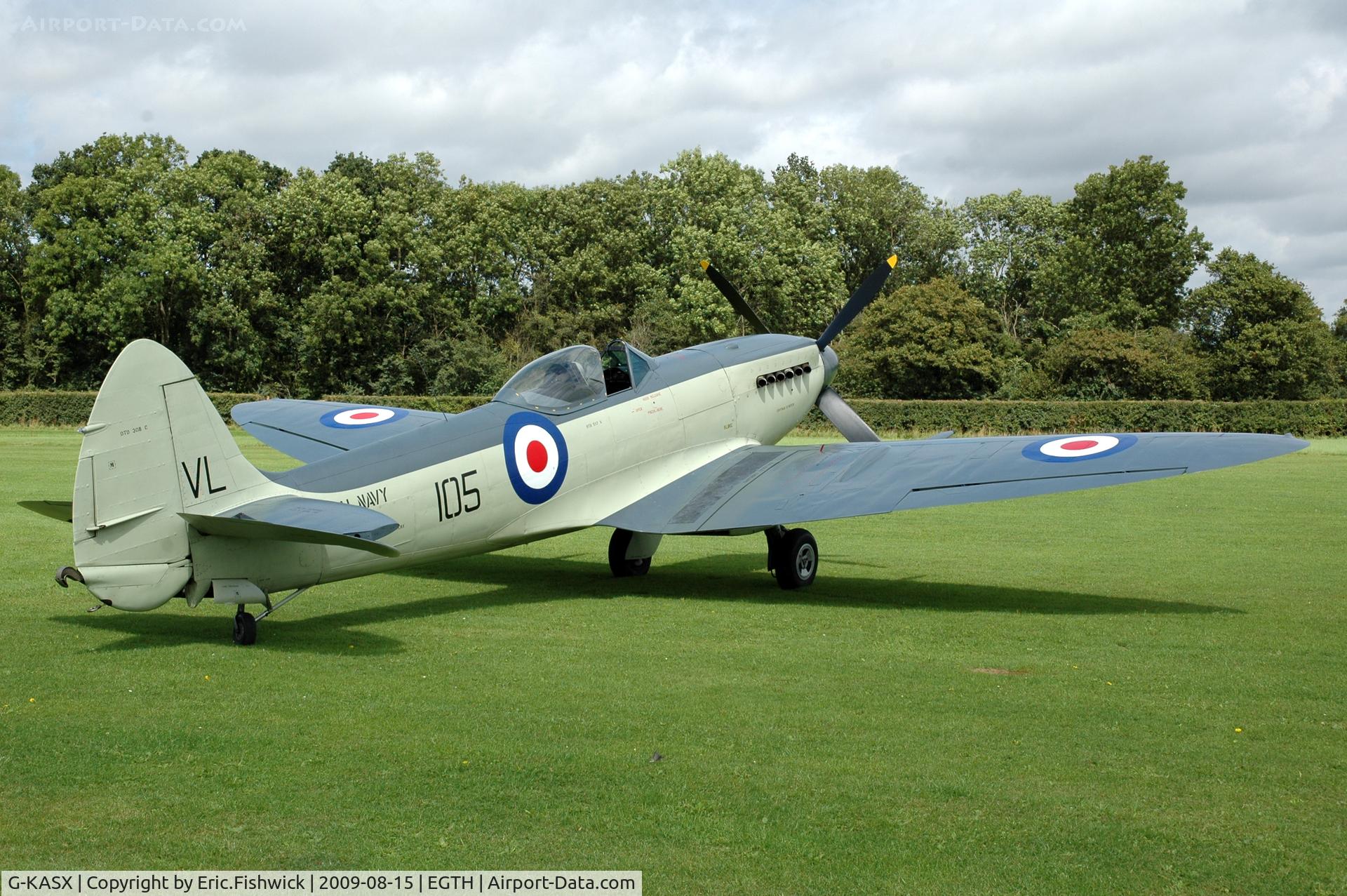 G-KASX, 1946 Supermarine 395 Seafire F.XVII C/N FLWA 25488, 2. SX336 at Shuttleworth Evening Air Display Aug 09