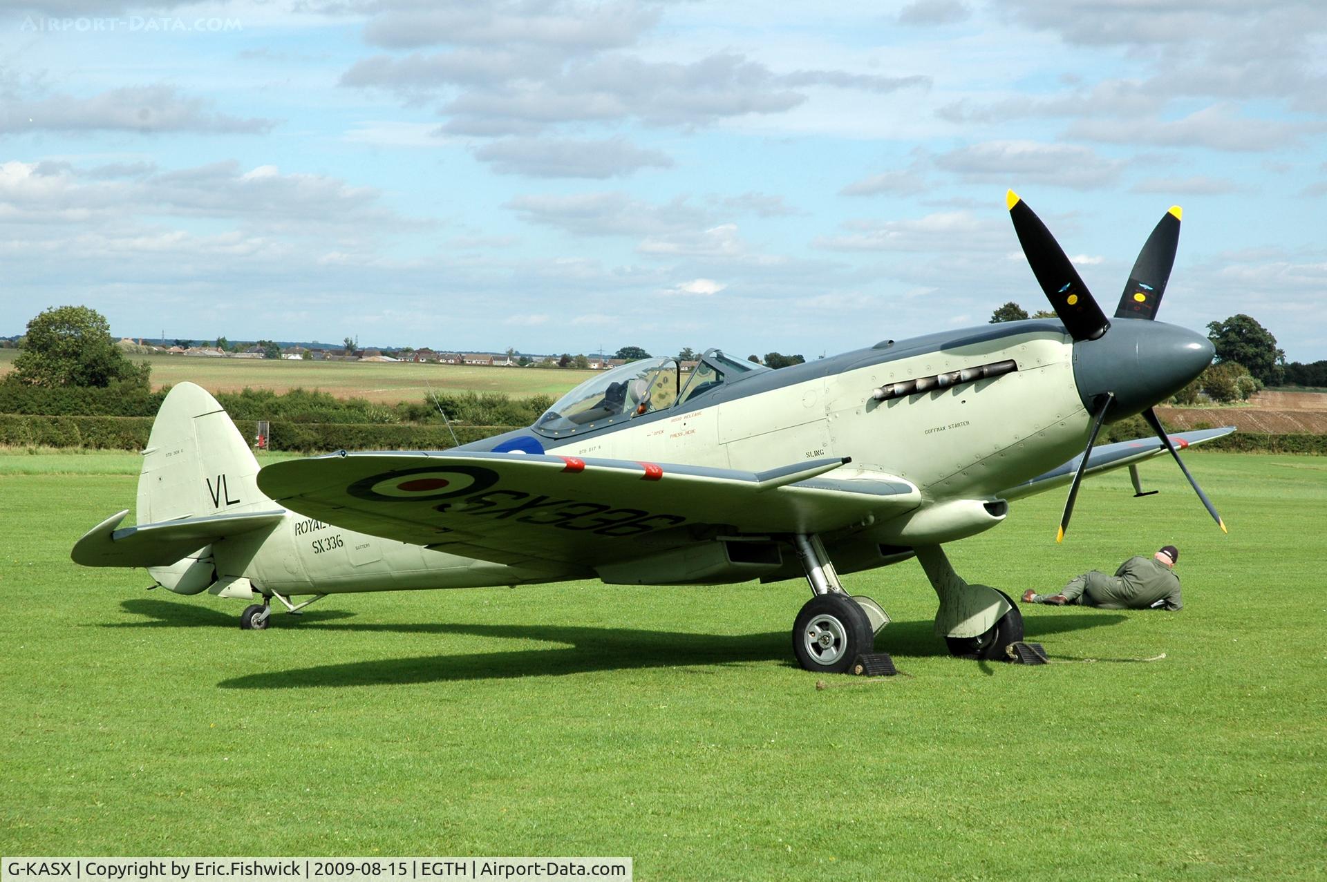 G-KASX, 1946 Supermarine 395 Seafire F.XVII C/N FLWA 25488, 3. SX336 at Shuttleworth Evening Air Display Aug 09