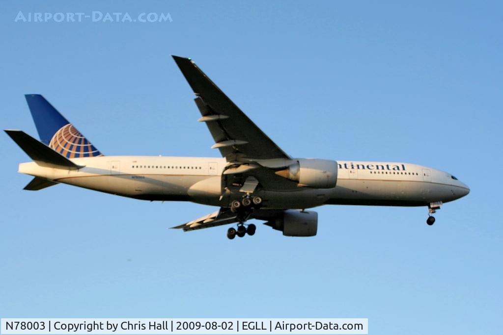 N78003, 1998 Boeing 777-224 C/N 27579, Continental Airlines