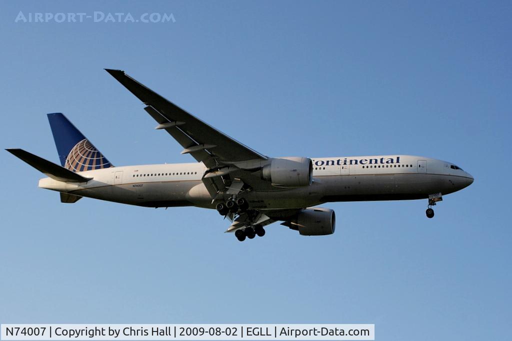 N74007, 1999 Boeing 777-224 C/N 29477, Continental Airlines