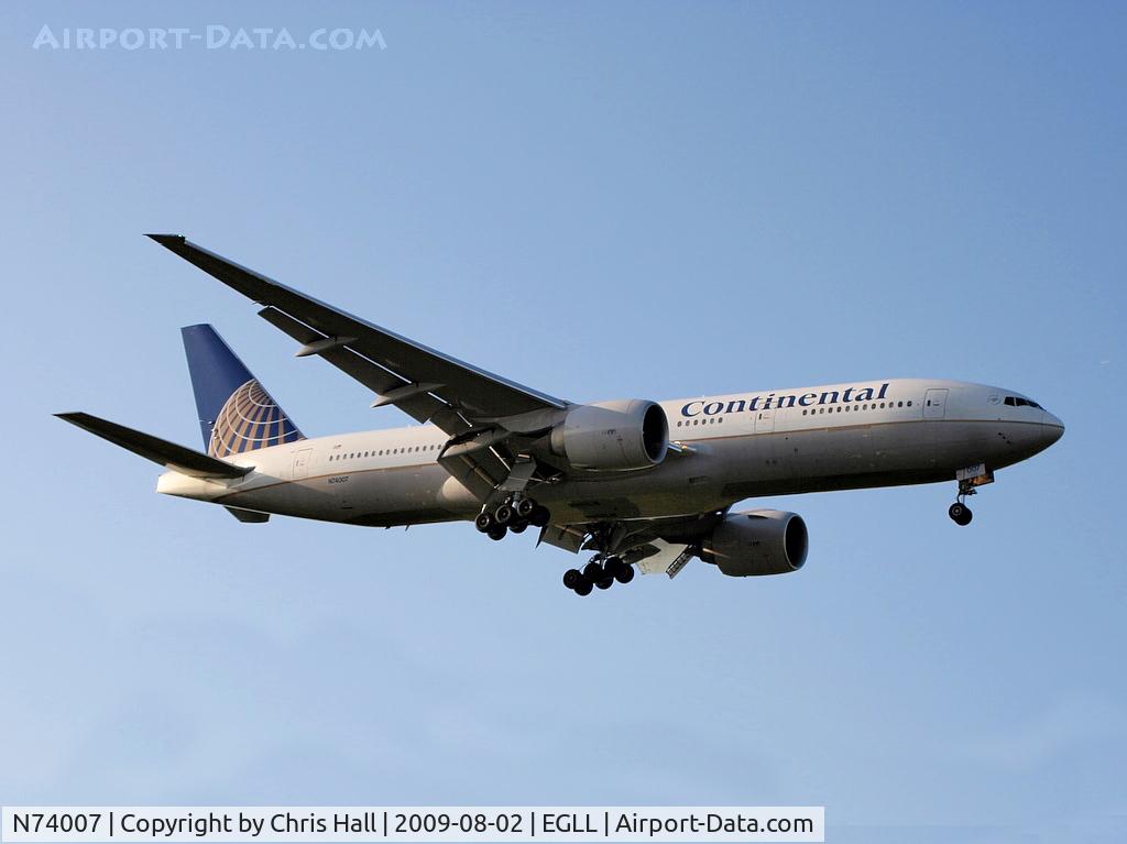 N74007, 1999 Boeing 777-224 C/N 29477, Continental Airlines