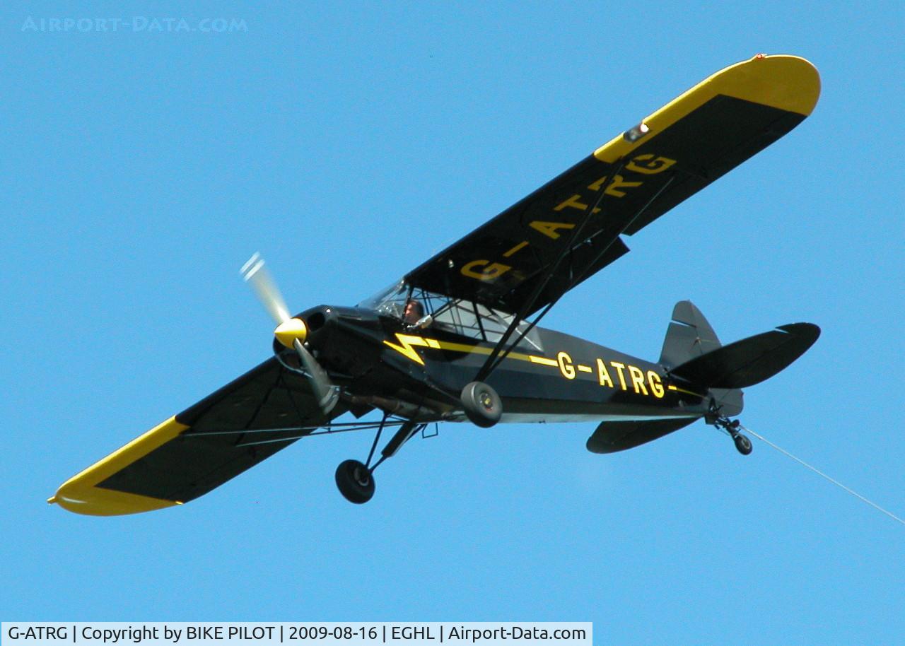 G-ATRG, 1962 Piper PA-18-150 Super Cub C/N 18-7764, LASHAM GLIDING SOCIETY TUG RETURNING FOR ANOTHER PICK UP DURING COMPETITIONS AT LASHAM
