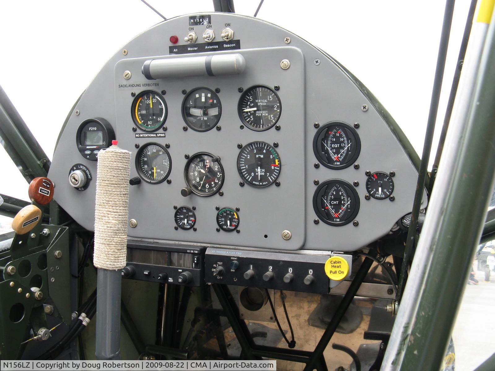 N156LZ, 2009 Fieseler Fi-156C Storch Replica C/N SA-001K, 2009 Storch Aircraft LLC Fi-156C CRIQUET, Rotax 912 100 Hp Experimental class LSA, a 75% scale Storch (Stork), the only one registered Experimental class in America, panel. Sacklandlung Verboten=pancake landing prohibited.