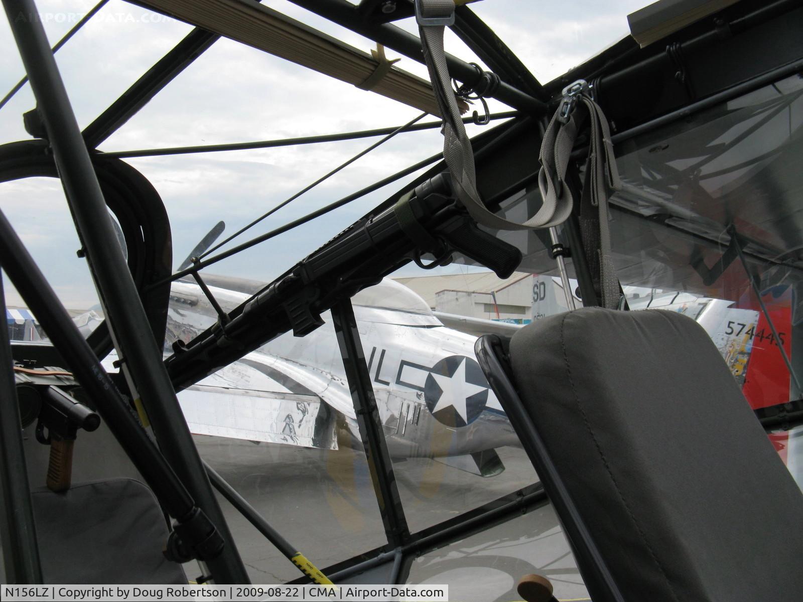 N156LZ, 2009 Fieseler Fi-156C Storch Replica C/N SA-001K, 2009 Storch Aircraft LLC Fi-156C CRIQUET, Rotax 912 100 Hp Experimental class LSA, a 75% scale Storch (Stork), the only one registered Experimental class in America. The Criquet's automatic rifle stowed.