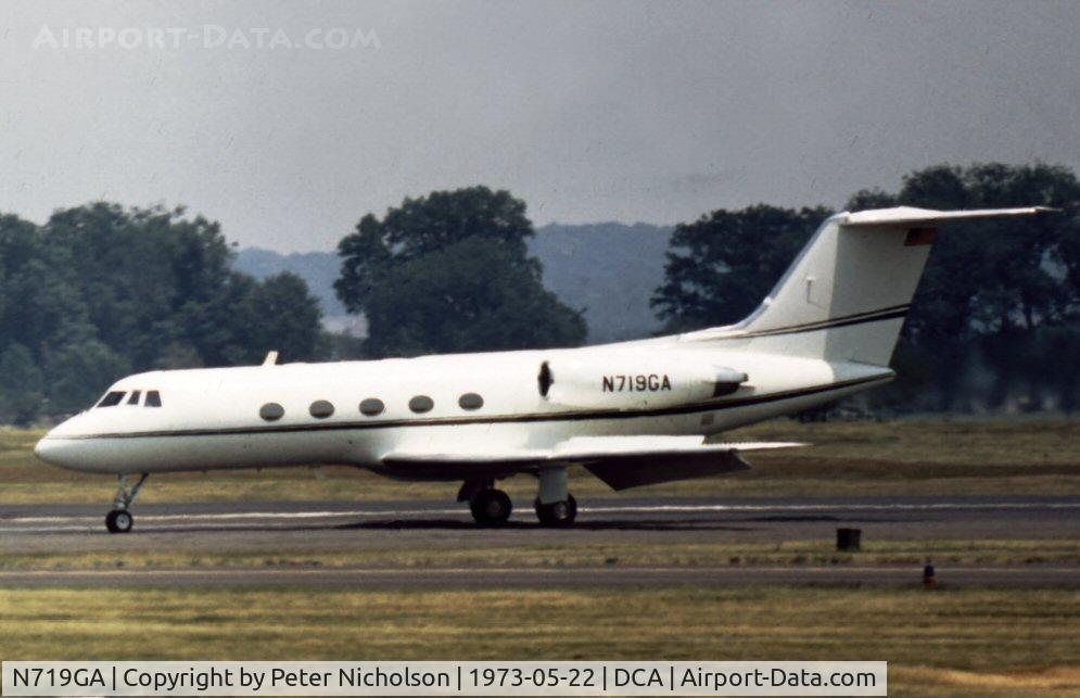 N719GA, 1970 Grumman G-1159 Gulfstream II C/N 079, Exxon Corporation's Gulfstream II at Washington National in May 1973.