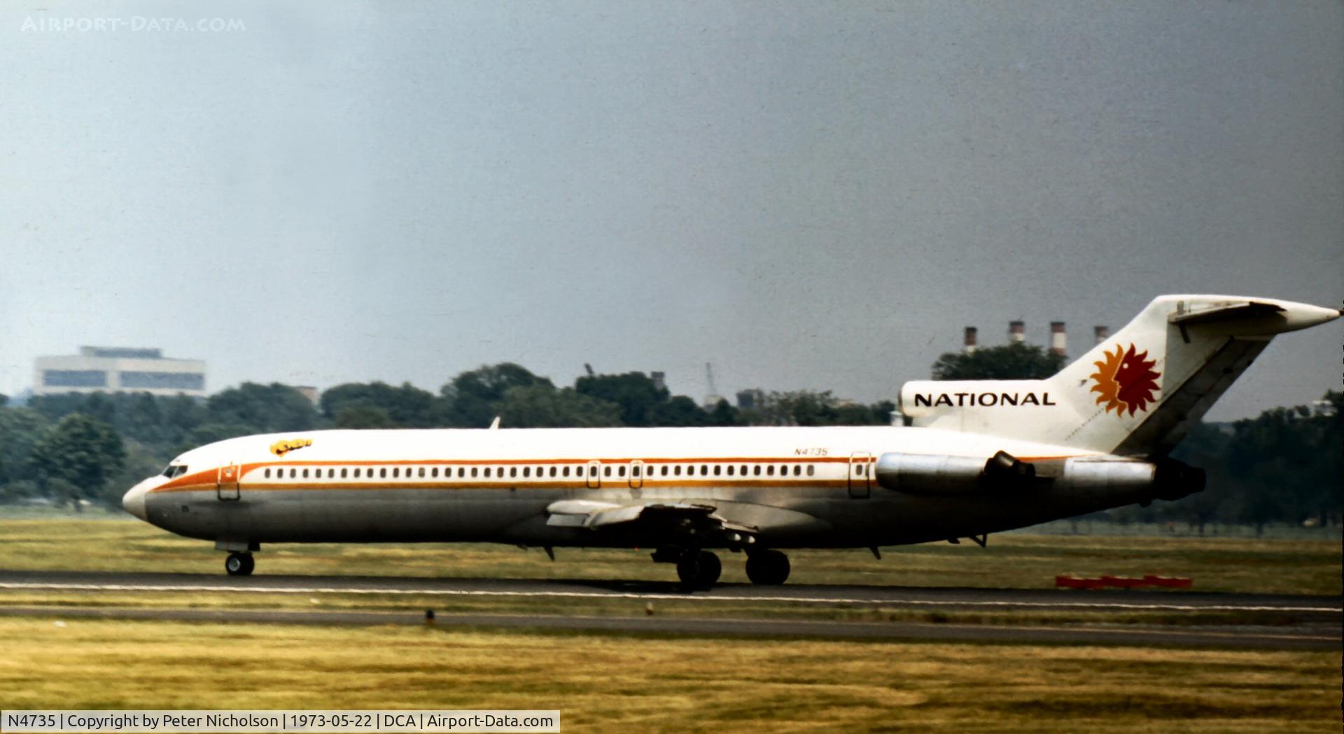 N4735, 1968 Boeing 727-235 C/N 19455, Boeing 727-235 named Evelyn of National Airlines at Washington National in May 1973.