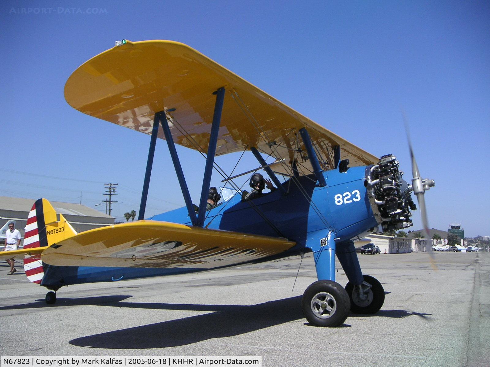 N67823, 1943 Boeing A75N1(PT17) C/N 75-7365, Boeing Steerman, A75N1(PT17) Taxiing out at Hawthorne Airport