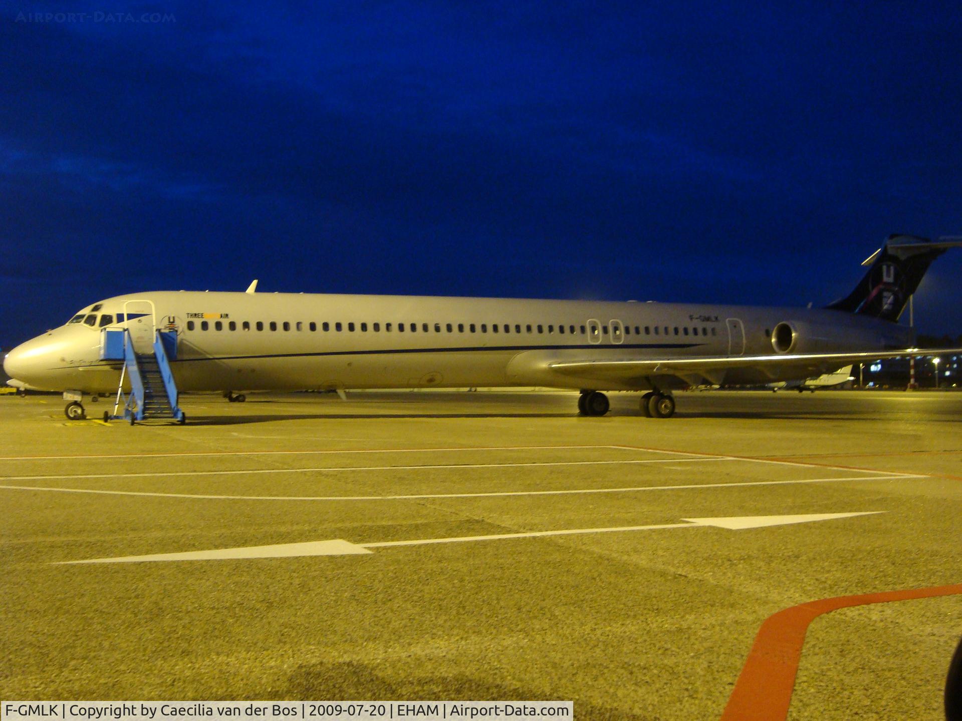 F-GMLK, 1988 McDonnell Douglas MD-83 (DC-9-83) C/N 49672, Plane of the pop group U2 at Schiphol-Oost at Night