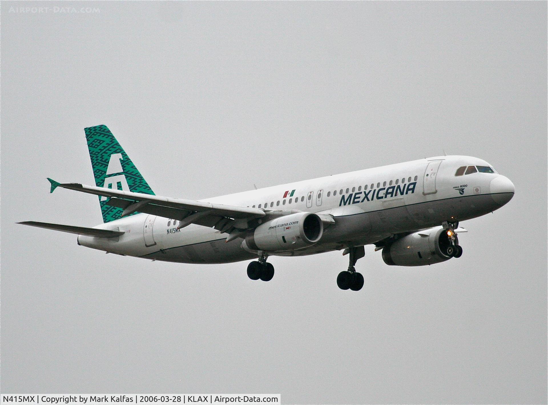 N415MX, 1994 Airbus A320-231 C/N 415, Mexicana A320-231, N415MX on approach 7R KLAX.