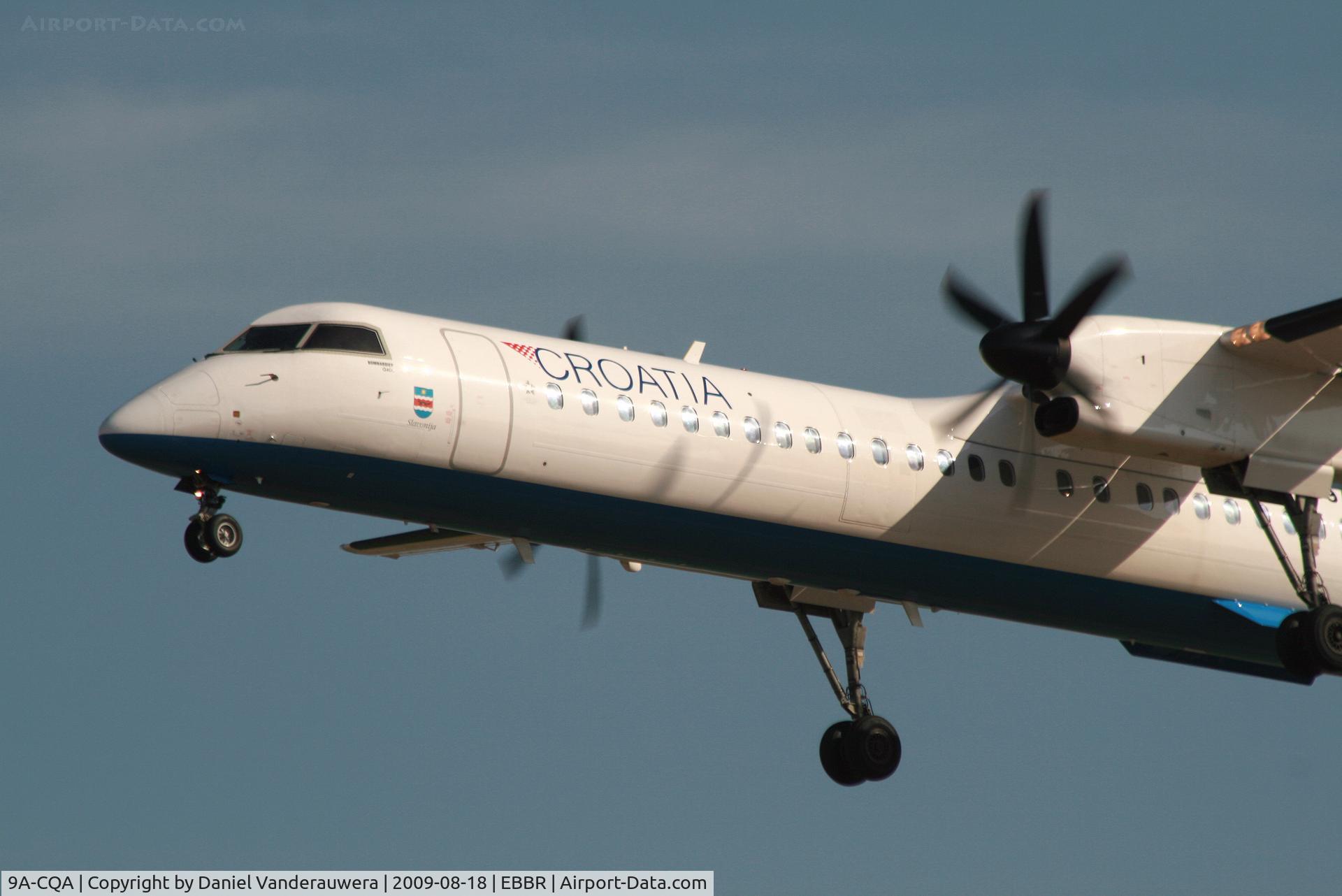9A-CQA, 2008 De Havilland Canada DHC-8-402Q Dash 8 C/N 4205, arrival of flight OU456 to rwy 25L