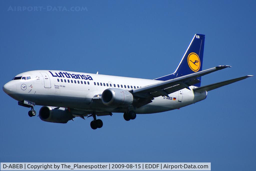 D-ABEB, 1991 Boeing 737-330 C/N 25148, LH Workhorse on Approach to Rwy 25<R