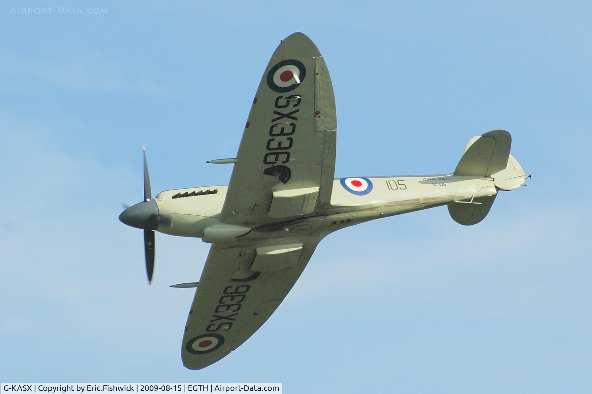 G-KASX, 1946 Supermarine 395 Seafire F.XVII C/N FLWA 25488, 44. SX336 at Shuttleworth Evening Air Display Aug 09