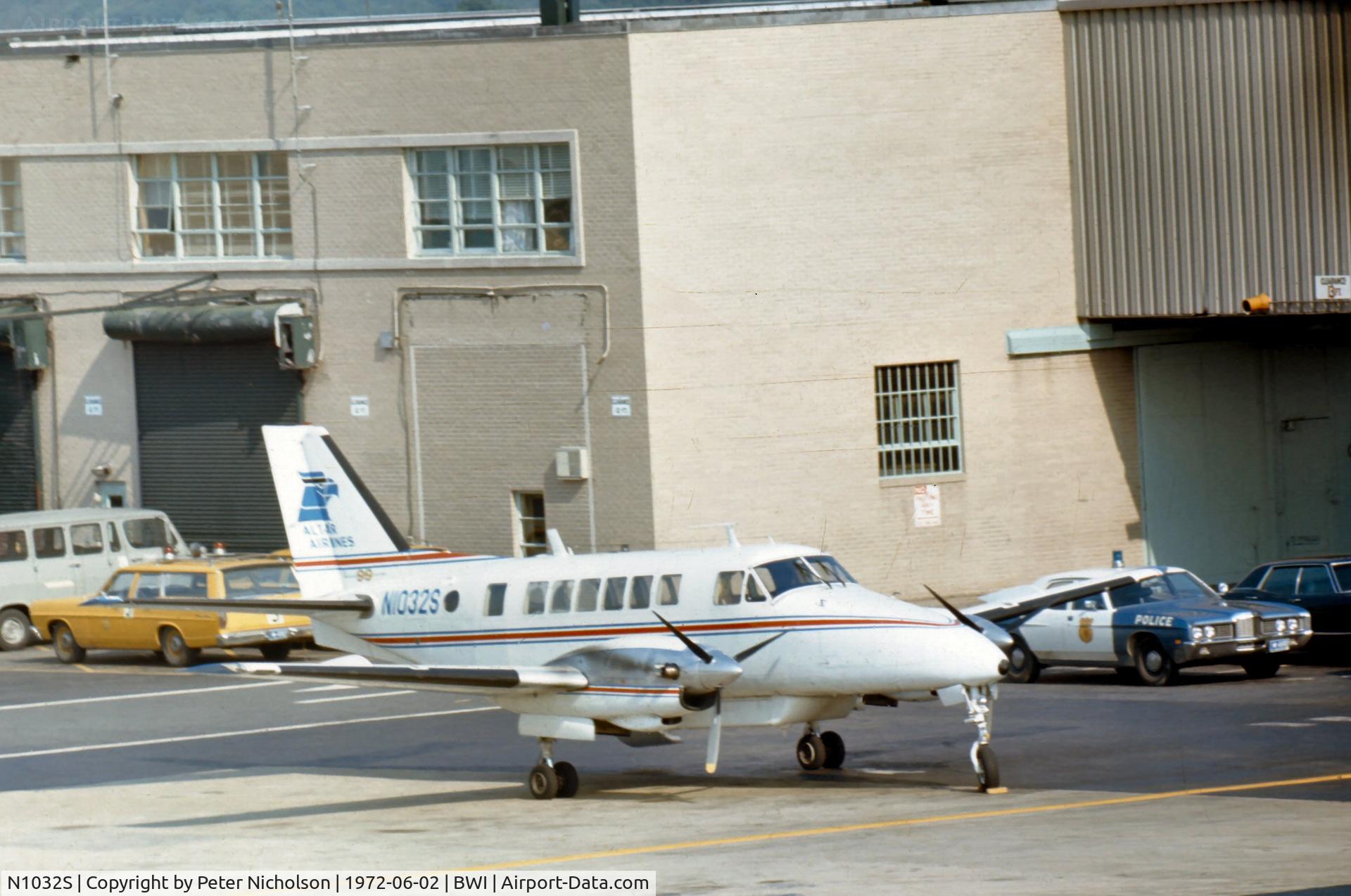 N1032S, 1968 Beech 99 C/N U-53, Beech 99 of regional airline Altair Airlines at Friendship Airport in the Summer of 1972.