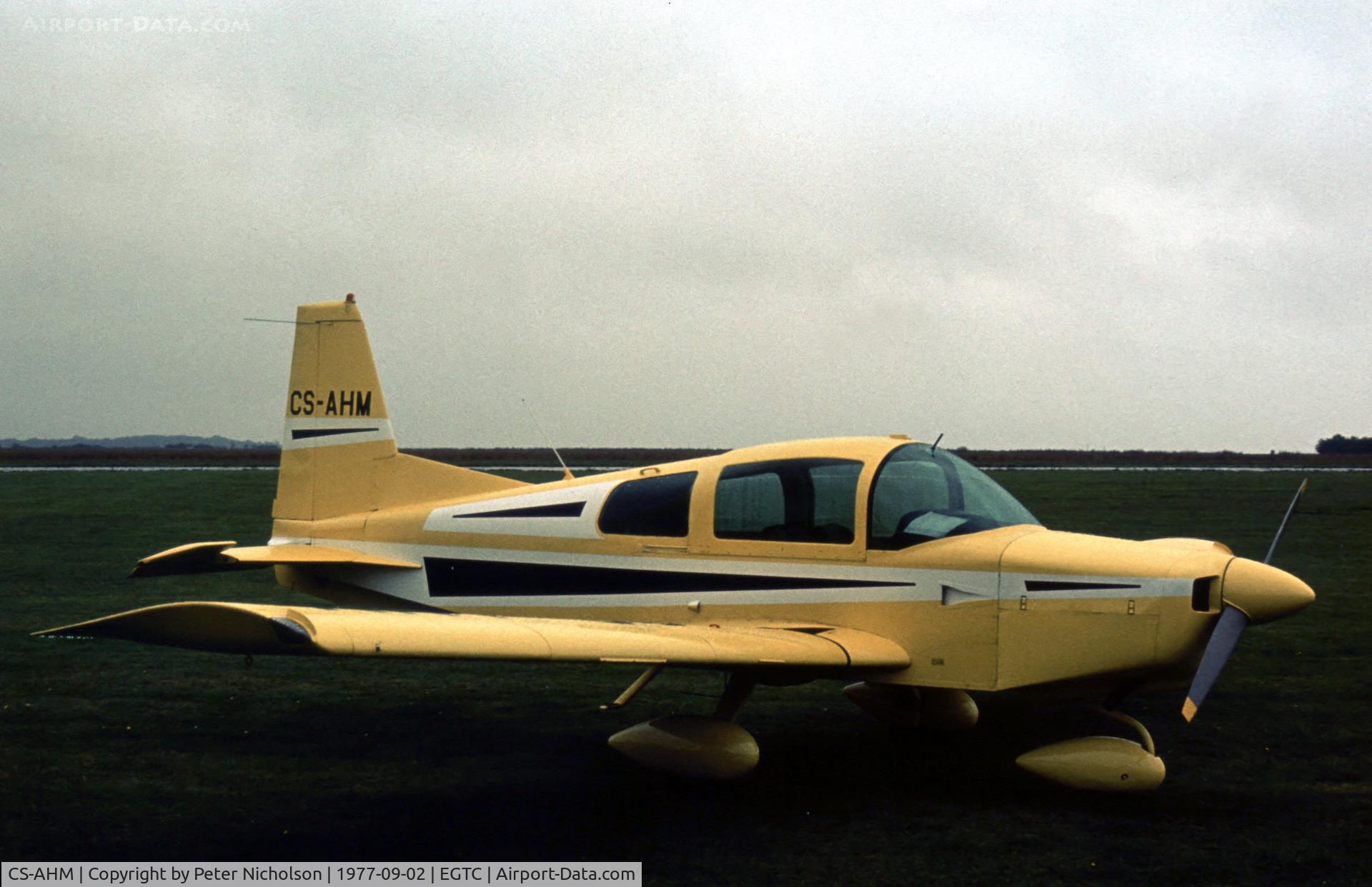 CS-AHM, Grumman American AA-5 Traveler C/N AA5-0202, AA-5 Traveler at the 1977 Cranfield Business & Light Aviation Show.